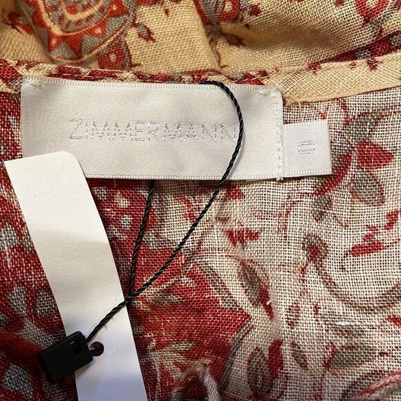 Zimmermann Tulsi Border Linen Midi Dress Jour-Echelle - Picture 7 of 9